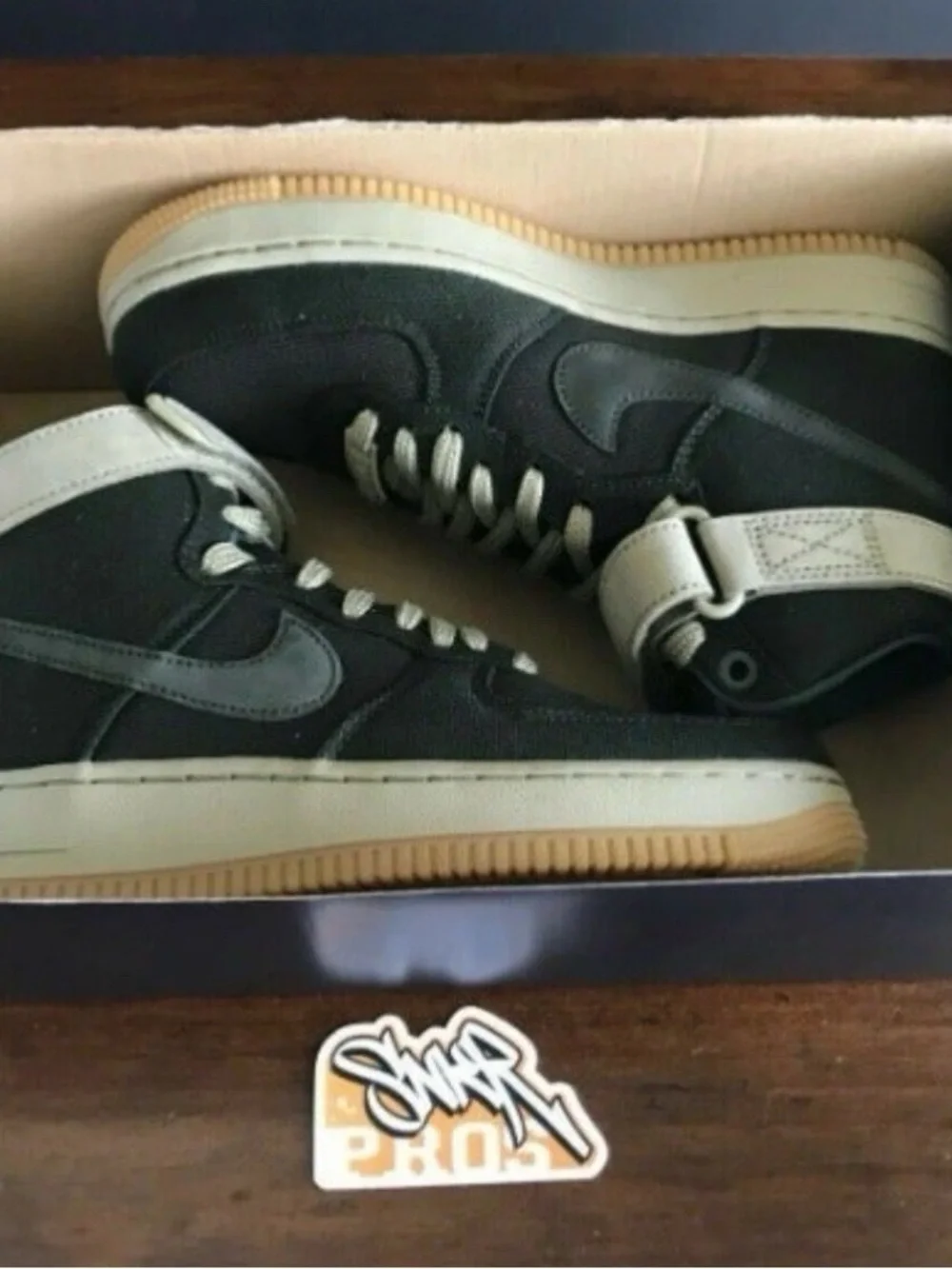 Nike Men's High-Top Sneakers in Dark Gray with Tan Accents